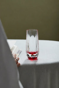 Prism Light Red Faceted Glass Cup