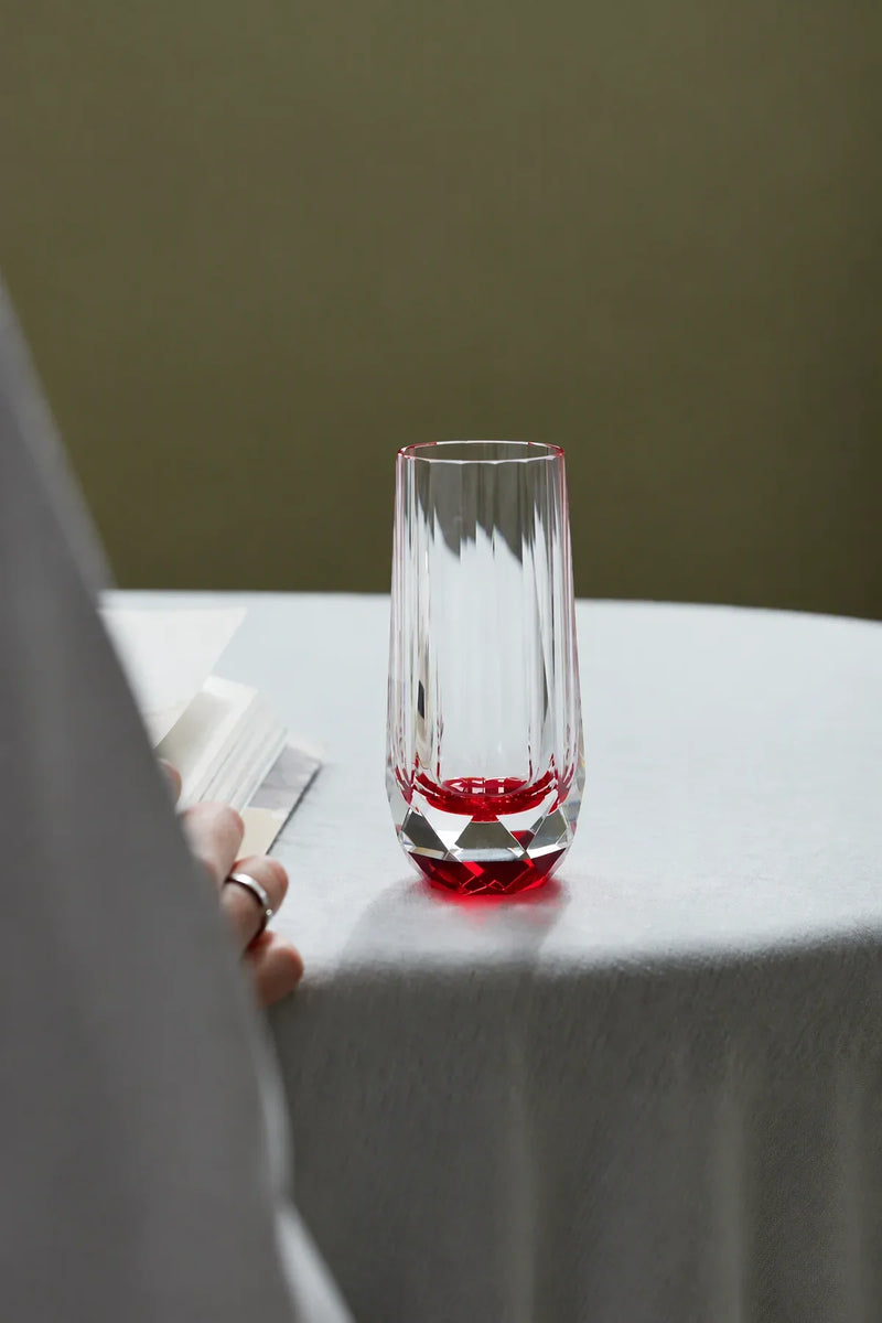 Prism Light Red Faceted Glass Cup