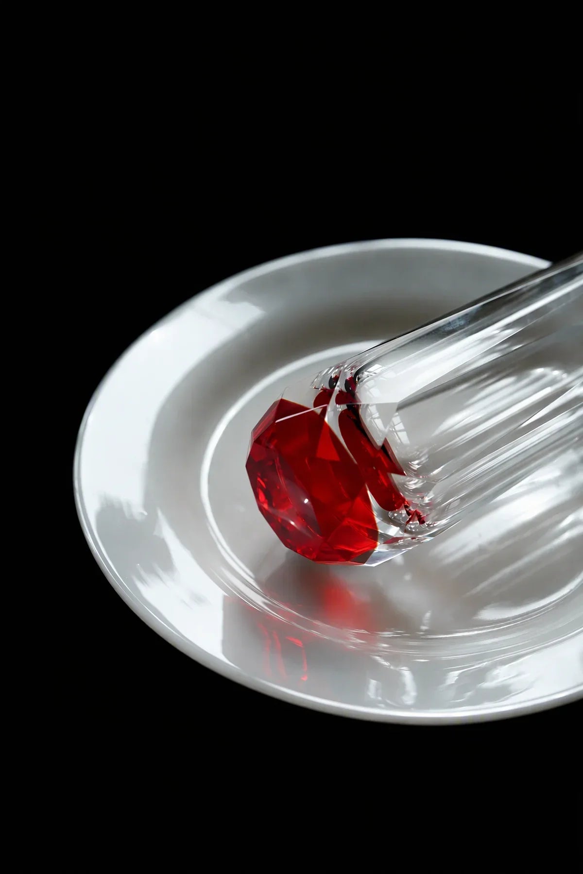 Prism Light Red Faceted Glass Cup