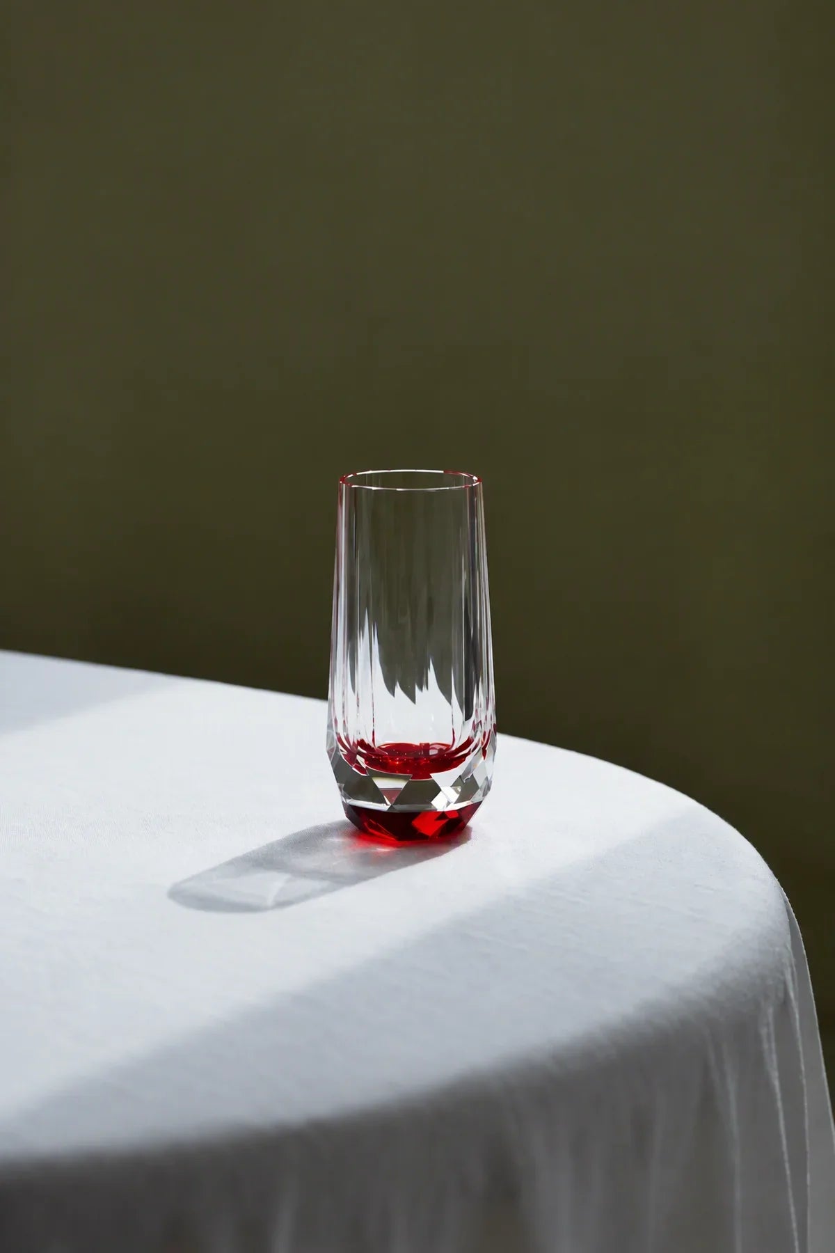 Prism Light Red Faceted Glass Cup