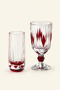 Prism Light Red Faceted Glass Cup