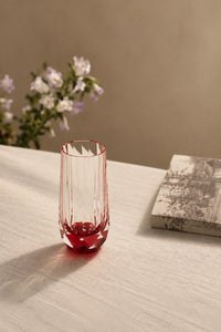 Prism Light Red Faceted Glass Cup