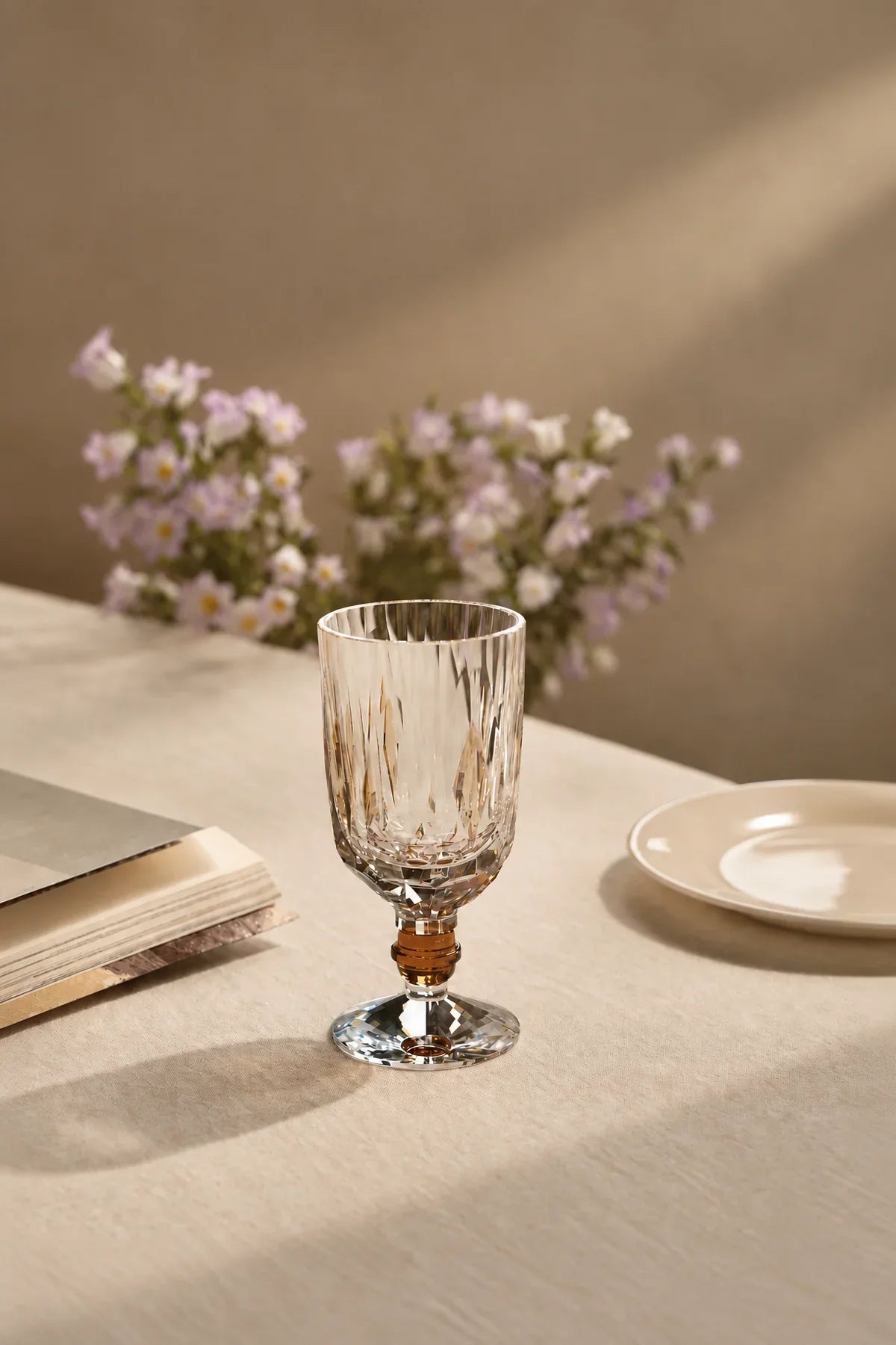 Prism Light Red Faceted Glass Cup