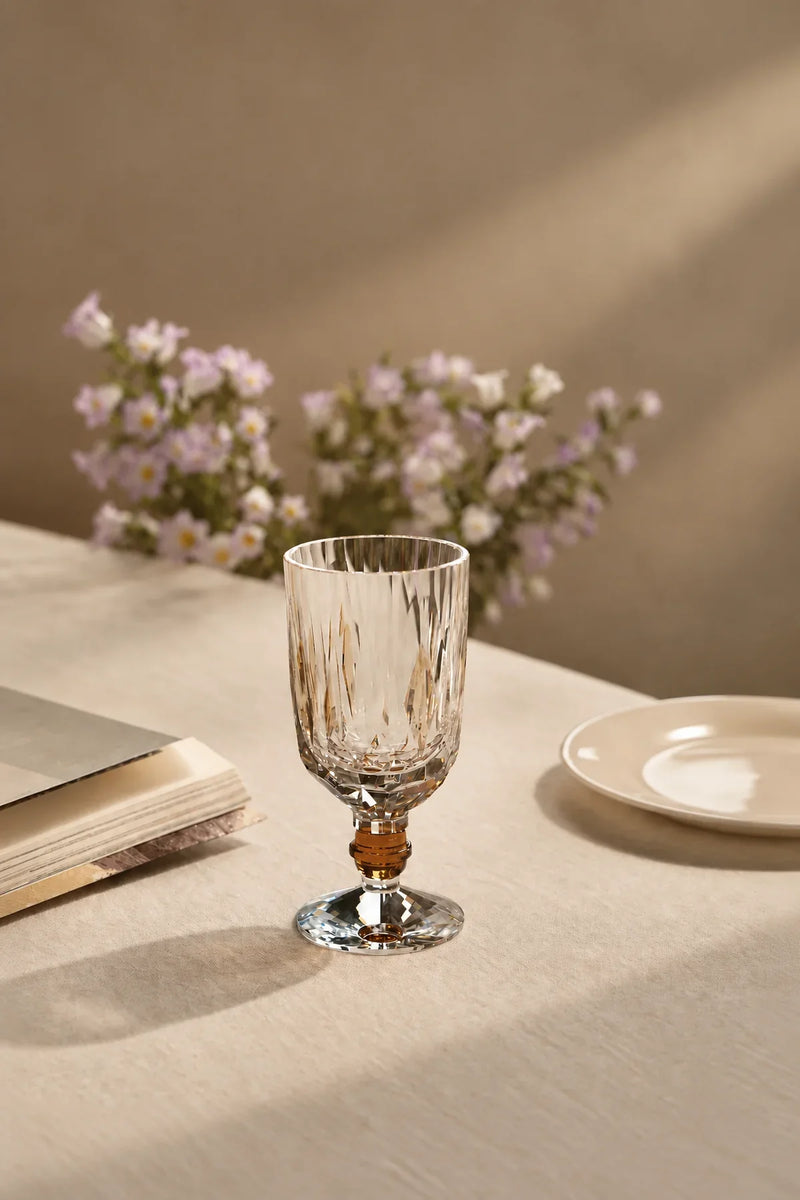 Prism Light Red Faceted Glass Cup