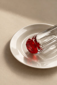 Prism Light Red Faceted Glass Cup