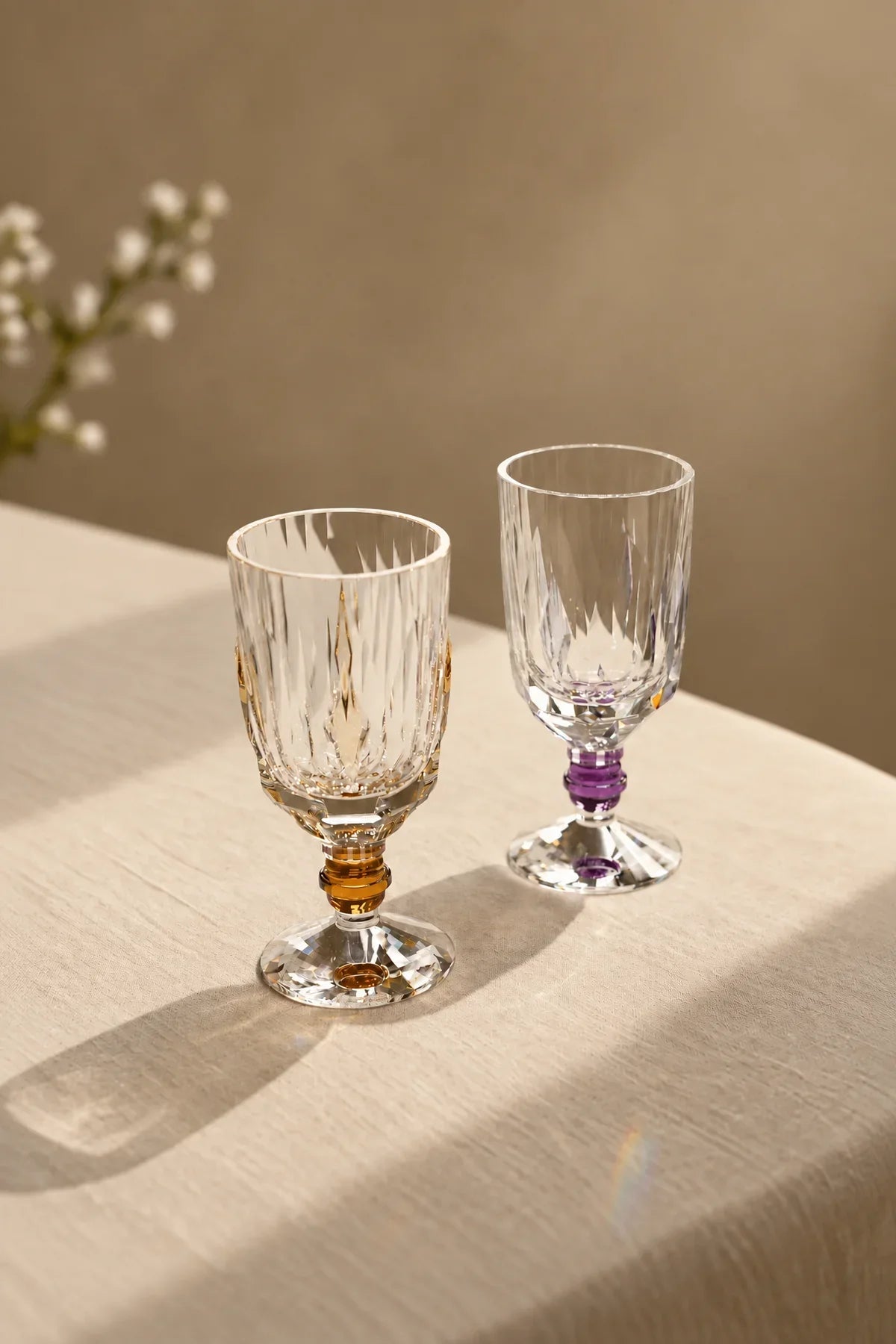 Prism Light Red Faceted Glass Cup