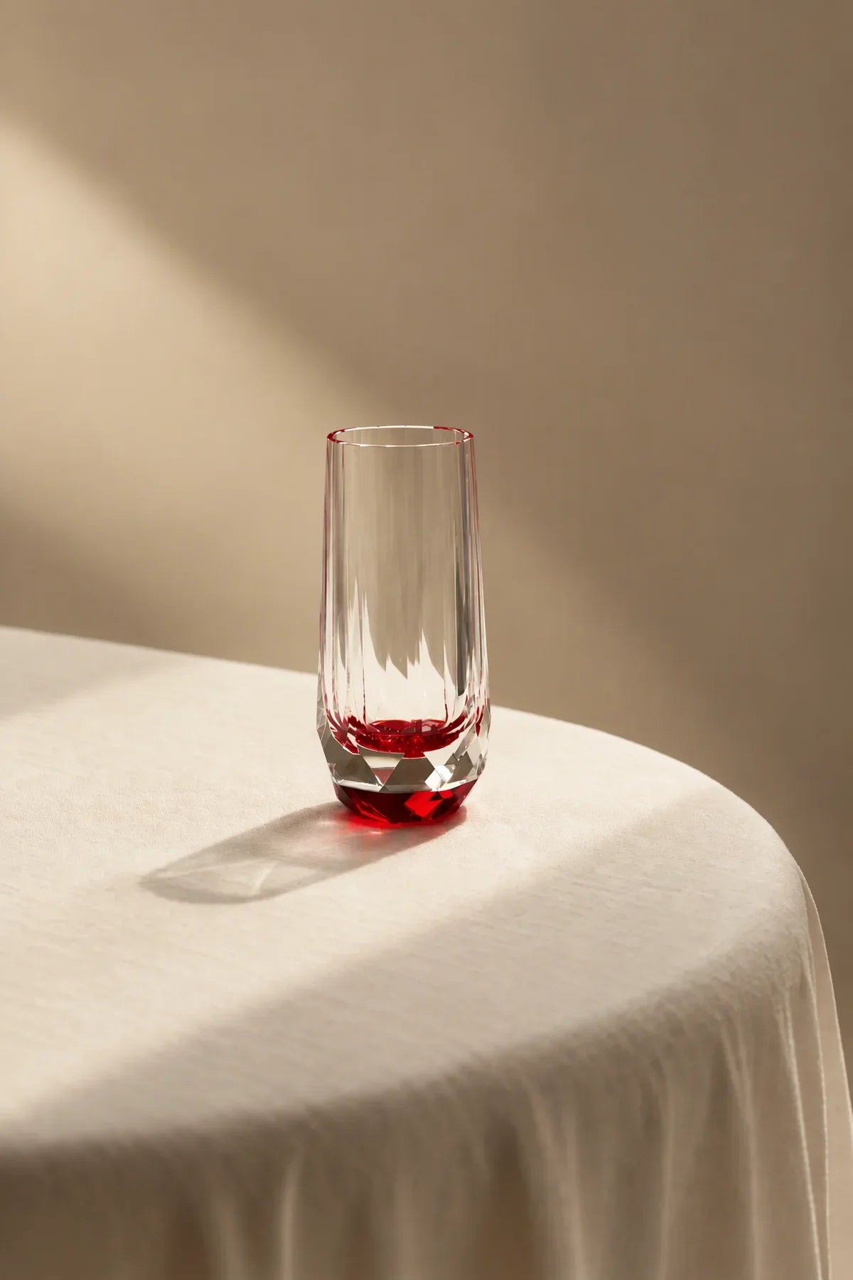 Prism Light Red Faceted Glass Cup