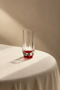 Prism Light Red Faceted Glass Cup