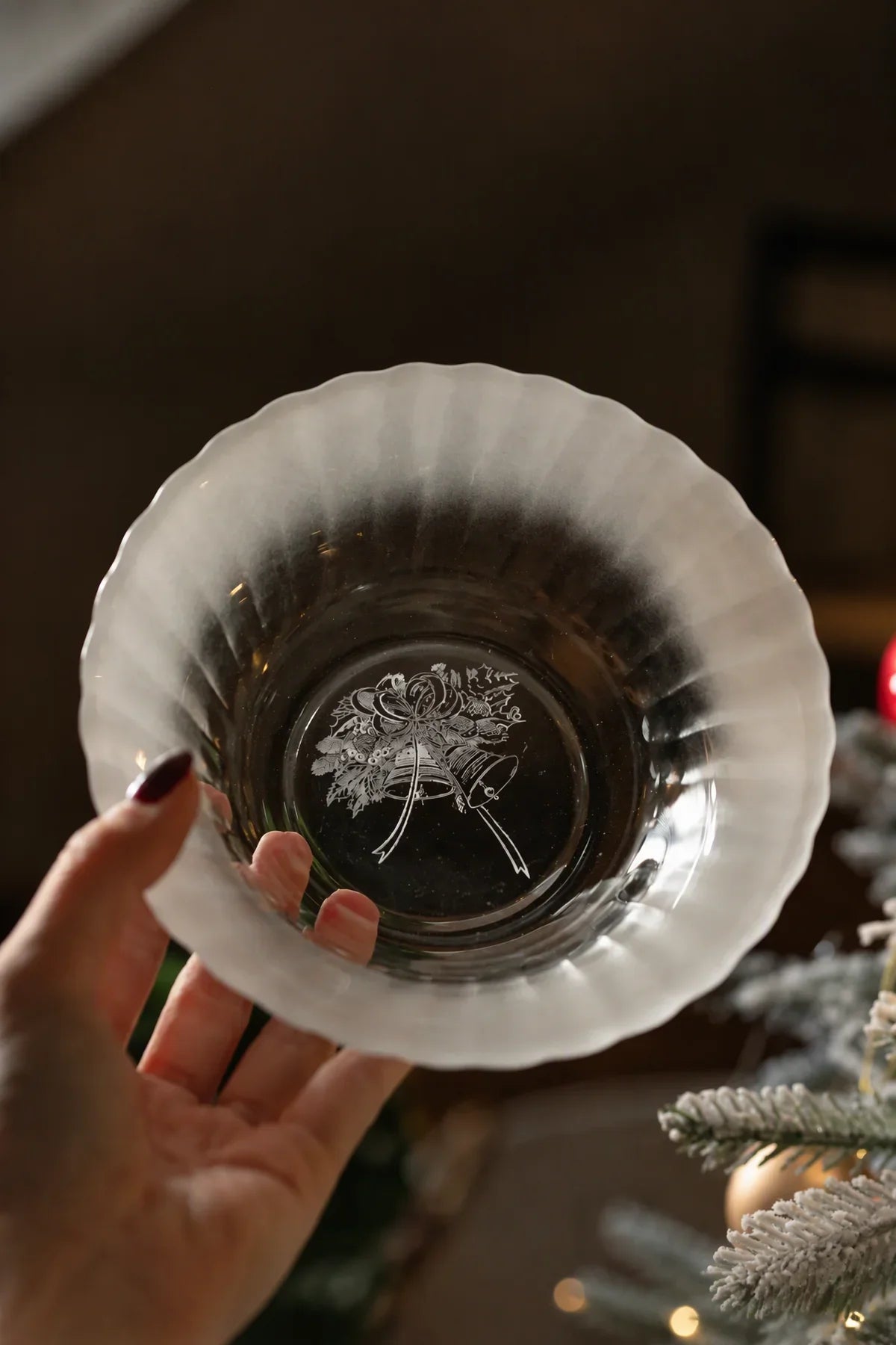 Moonlit Carol Clear Frosted Glass Dessert Set