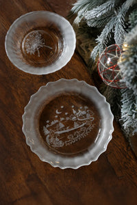 Moonlit Carol Clear Frosted Glass Dessert Set