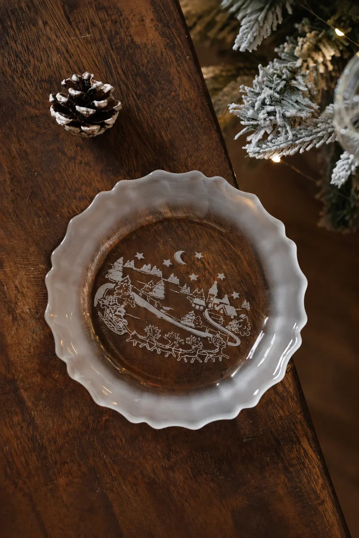 Moonlit Carol Clear Frosted Glass Dessert Set