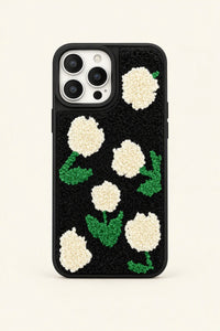 Meadow Hour Black Embroidered Phone Case