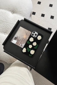 Meadow Hour Black Embroidered Phone Case