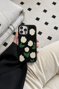 Meadow Hour Black Embroidered Phone Case