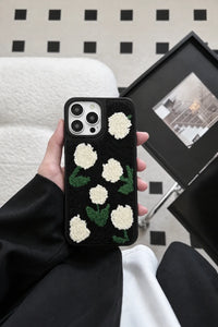Meadow Hour Black Embroidered Phone Case