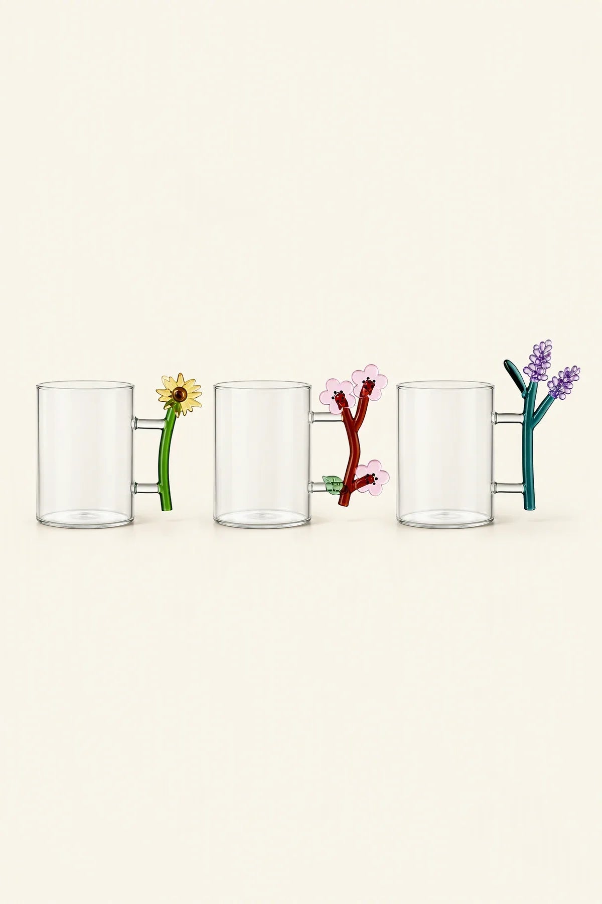 Wildflower Stem Clear Glass Mug
