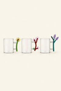 Wildflower Stem Clear Glass Mug
