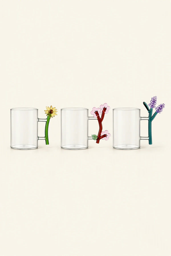 Wildflower Stem Clear Glass Mug