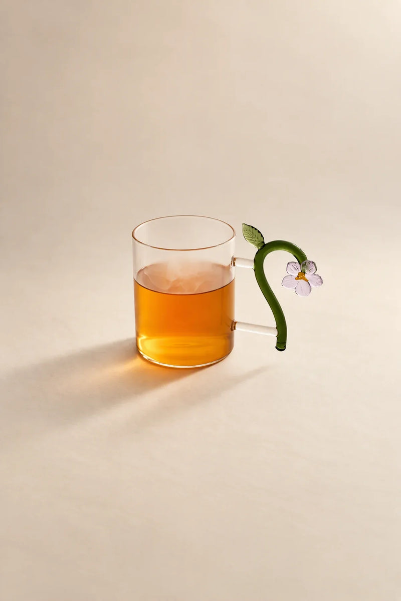 Wildflower Stem Clear Glass Mug
