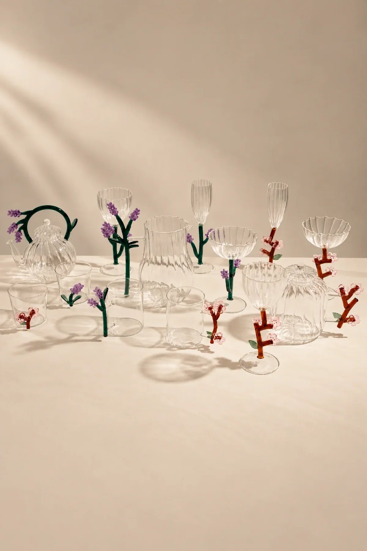 Wildflower Stem Clear Glass Mug