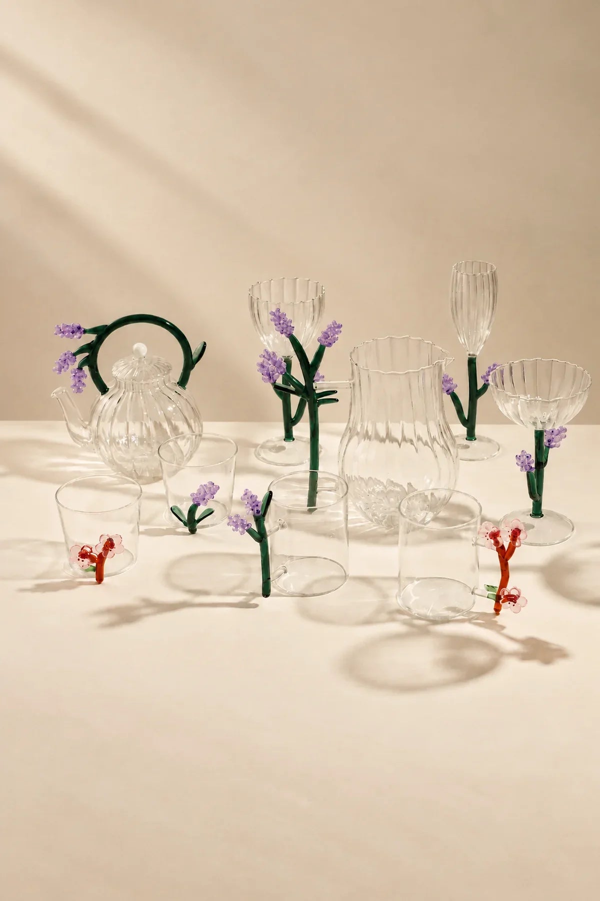 Wildflower Stem Clear Glass Mug