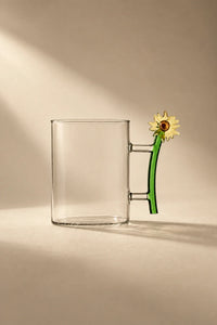 Wildflower Stem Clear Glass Mug