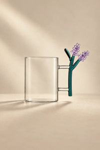 Wildflower Stem Clear Glass Mug