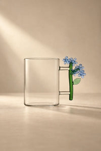 Wildflower Stem Clear Glass Mug