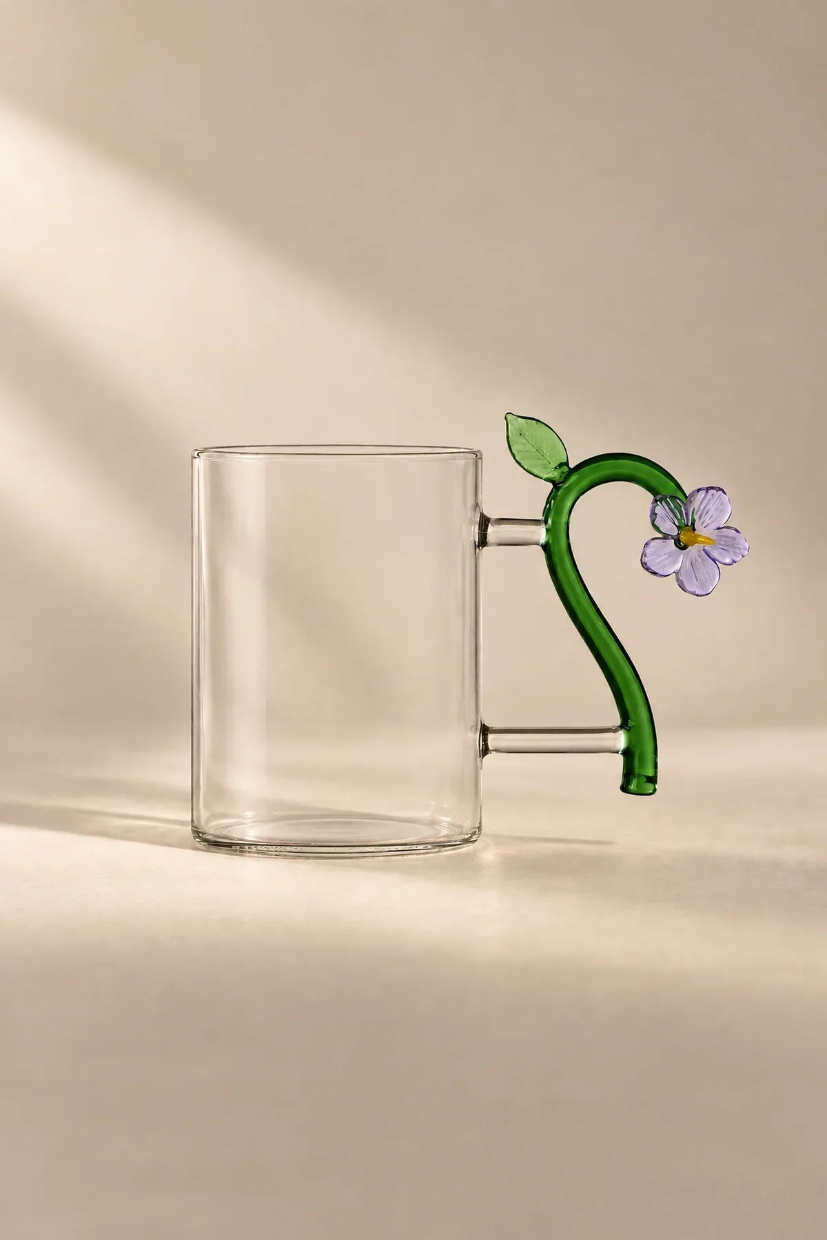 Wildflower Stem Clear Glass Mug