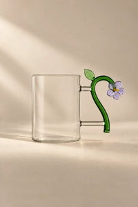 Wildflower Stem Clear Glass Mug