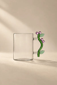 Wildflower Stem Clear Glass Mug