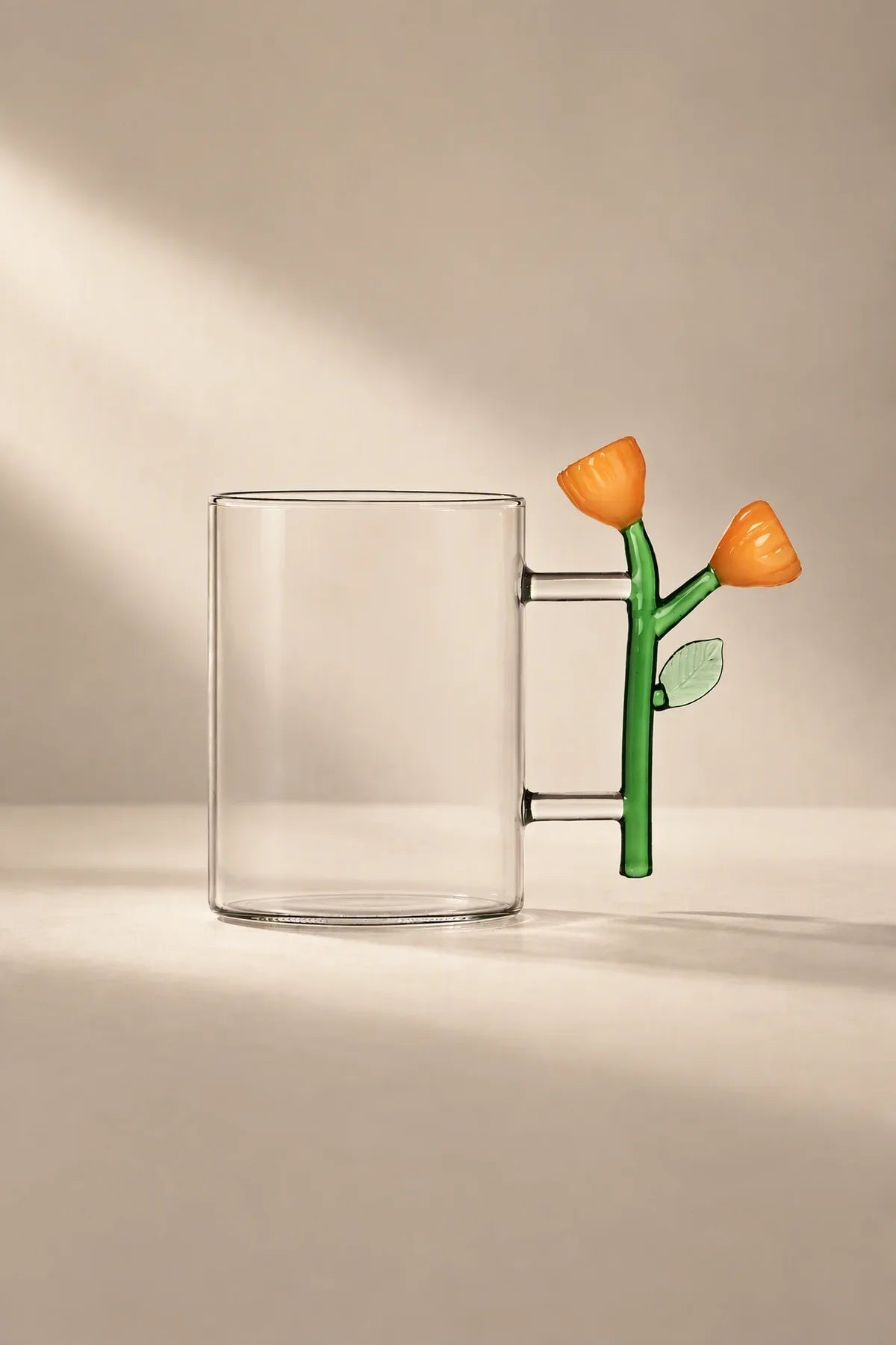 Wildflower Stem Clear Glass Mug