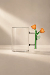 Wildflower Stem Clear Glass Mug