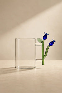 Wildflower Stem Clear Glass Mug