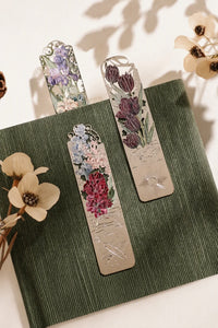Midnight Bloom Silver-Etched Metal Bookmark