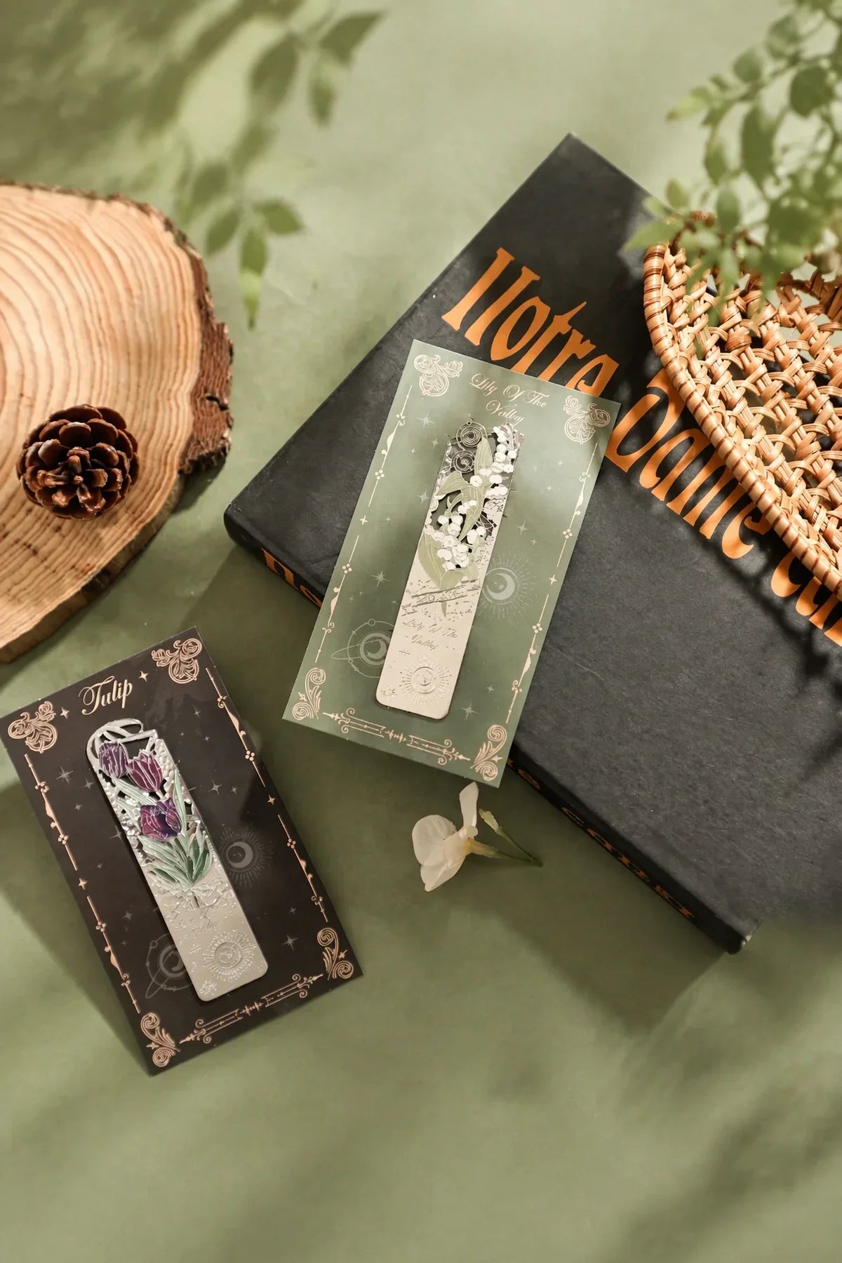 Midnight Bloom Silver-Etched Metal Bookmark