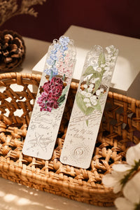Midnight Bloom Silver-Etched Metal Bookmark