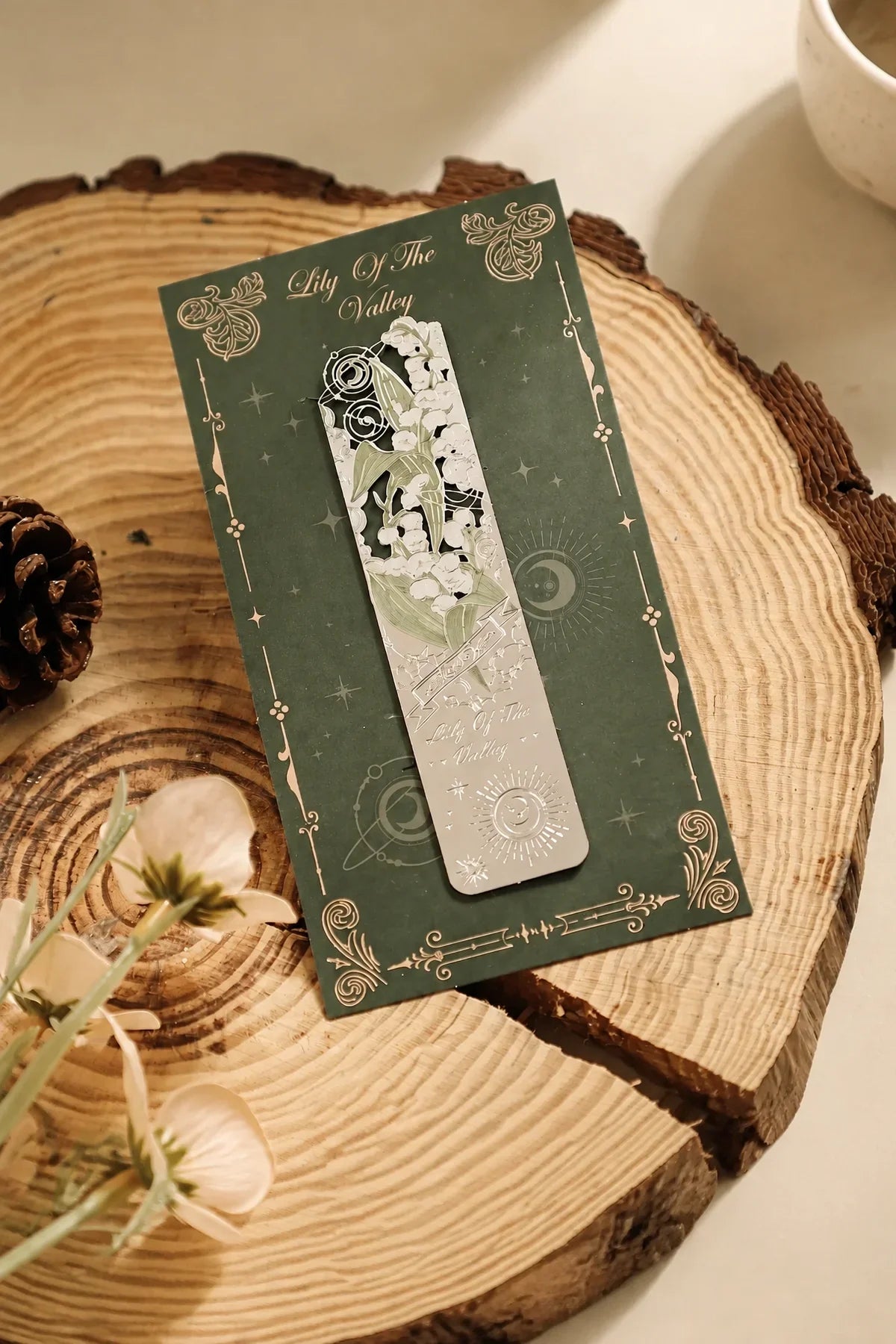 Midnight Bloom Silver-Etched Metal Bookmark