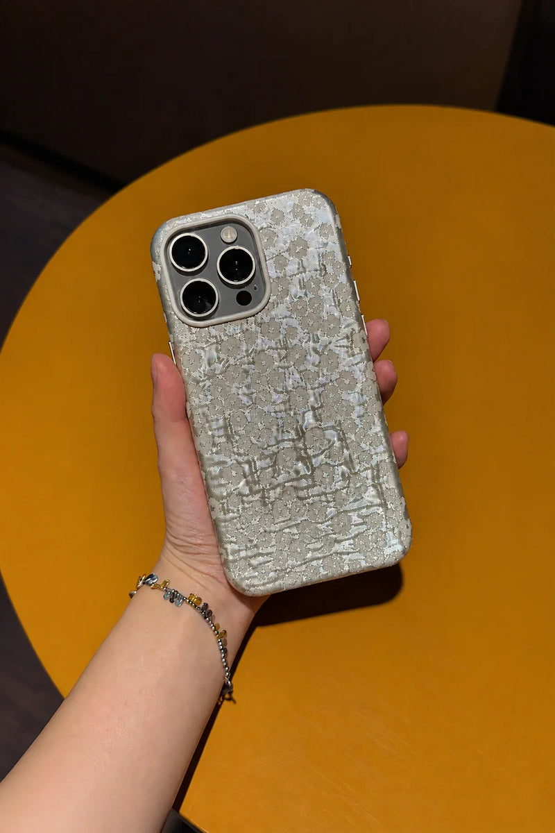 Moonlit Garden Silver Fabric Phone Case