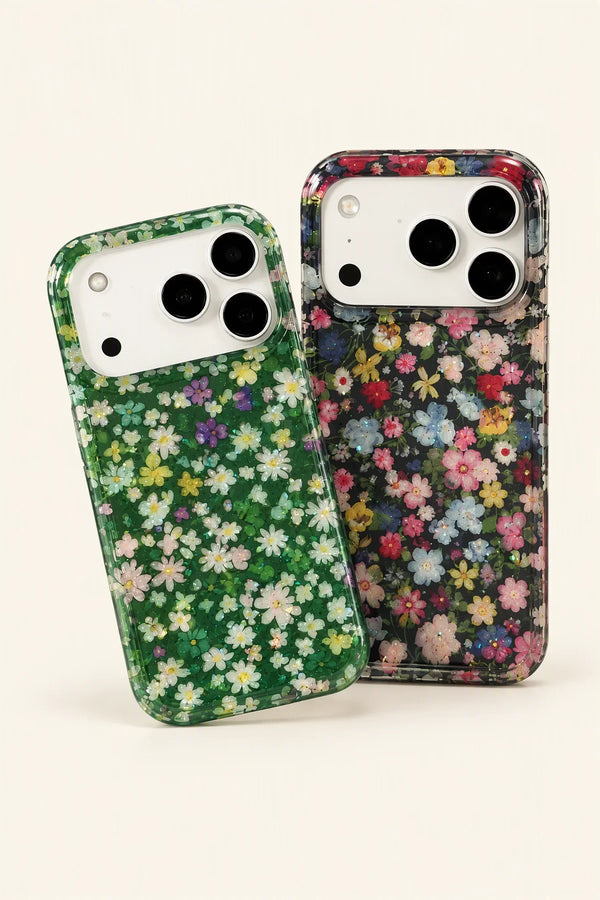 Midnight Meadow Glitter Plastic Phone Case