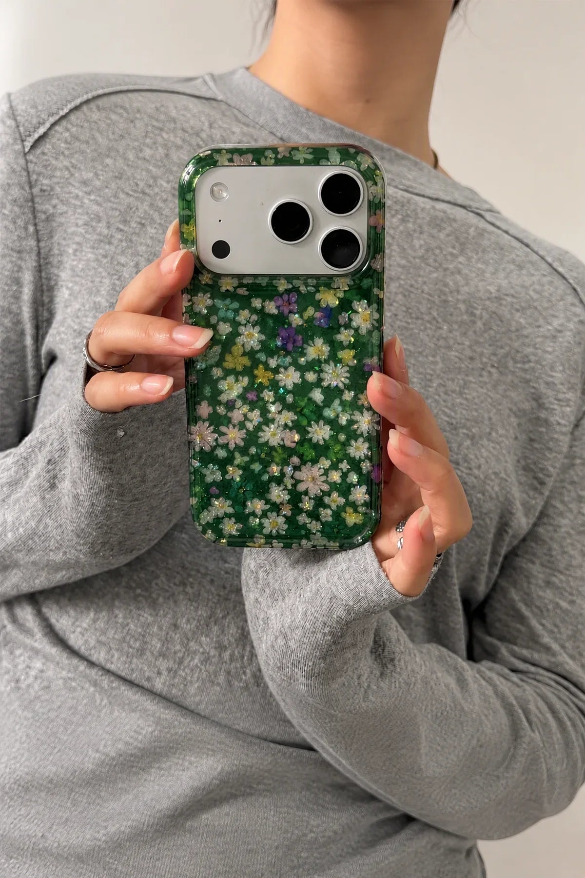 Midnight Meadow Glitter Plastic Phone Case