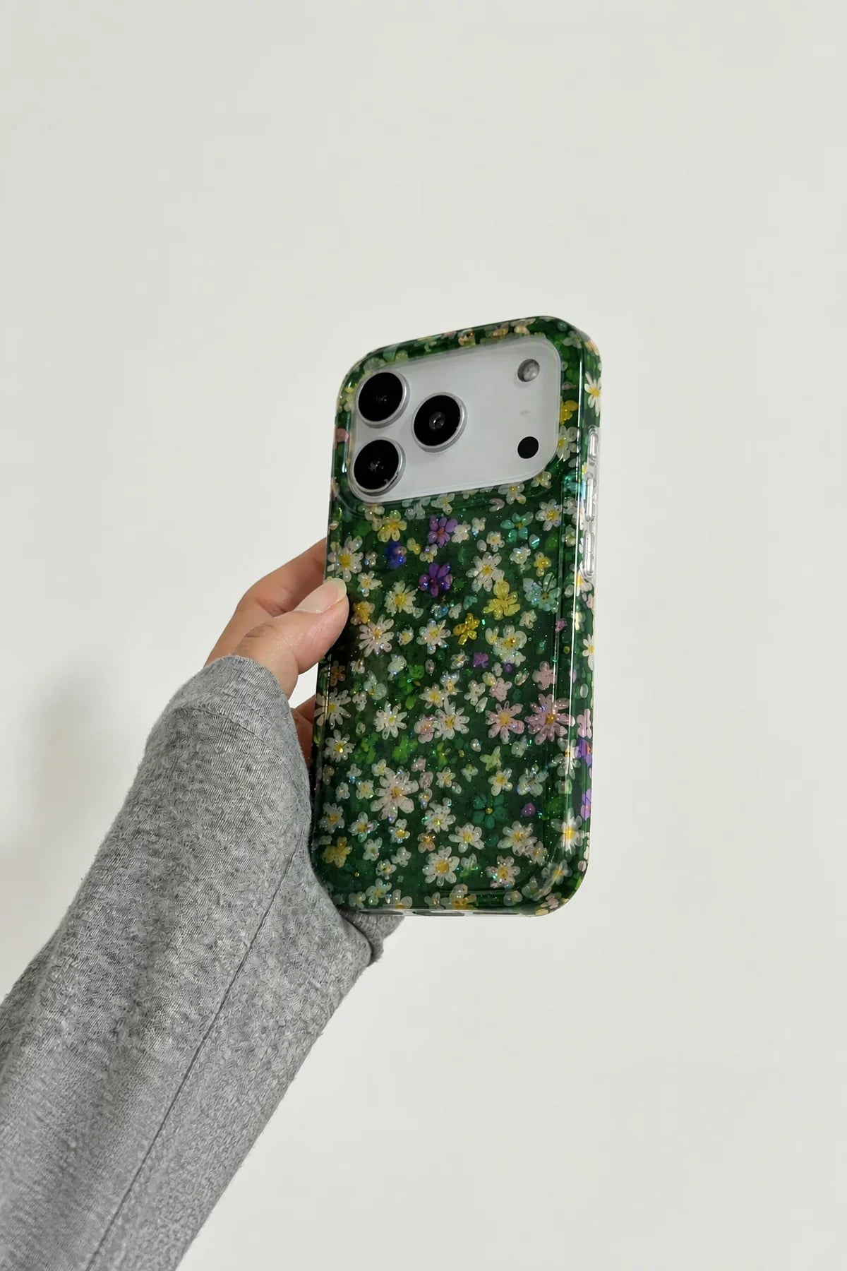 Midnight Meadow Glitter Plastic Phone Case
