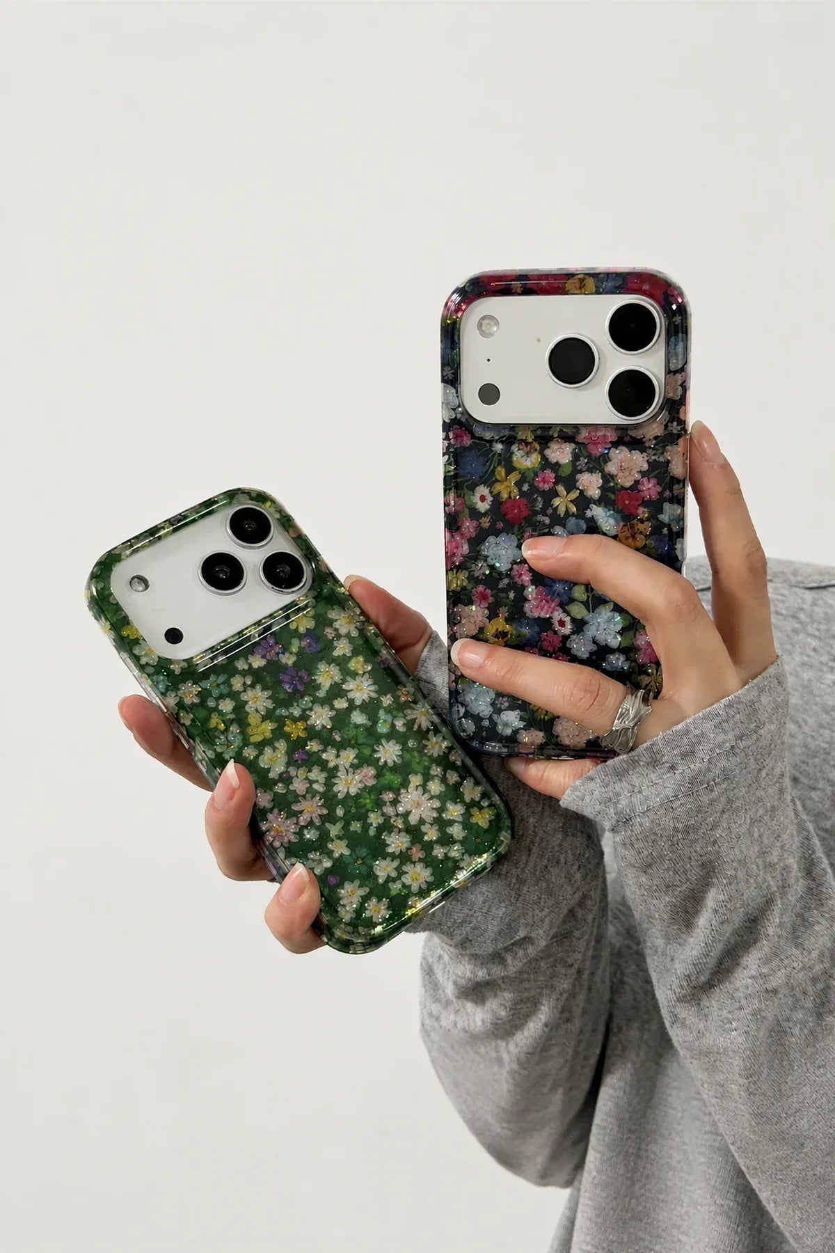 Midnight Meadow Glitter Plastic Phone Case