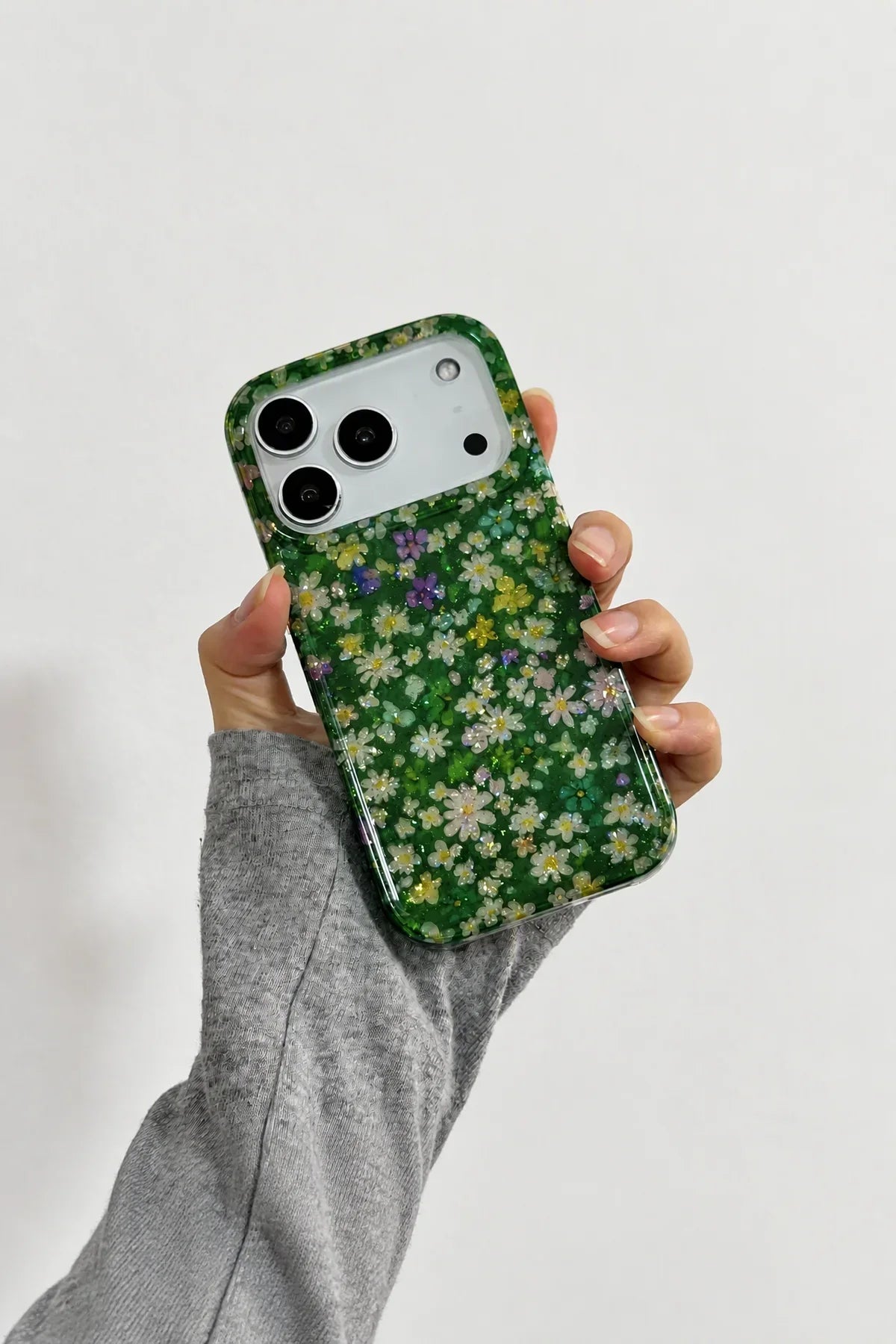 Midnight Meadow Glitter Plastic Phone Case