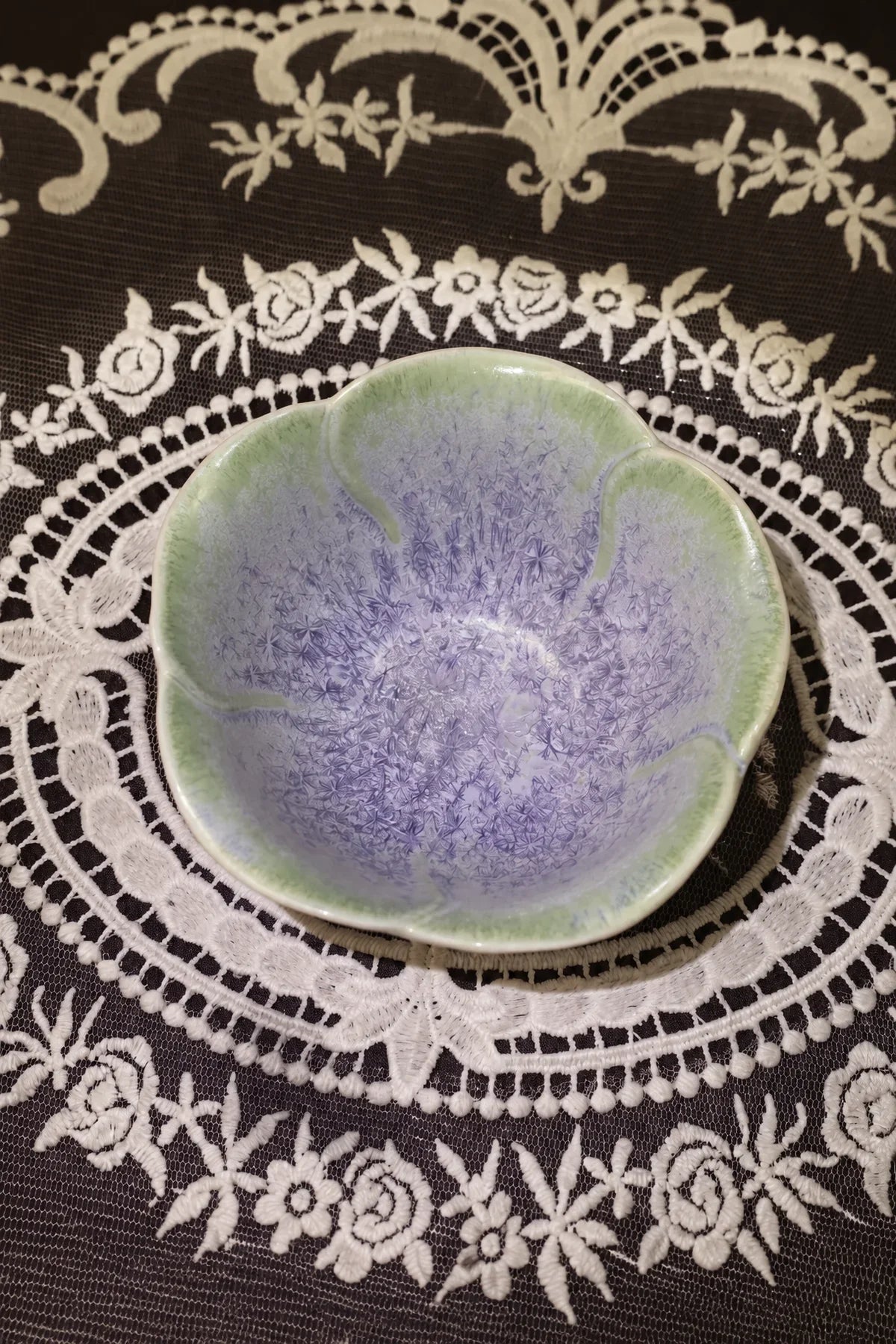 Frost Bloom Blue-Green Ceramic Tea Cup