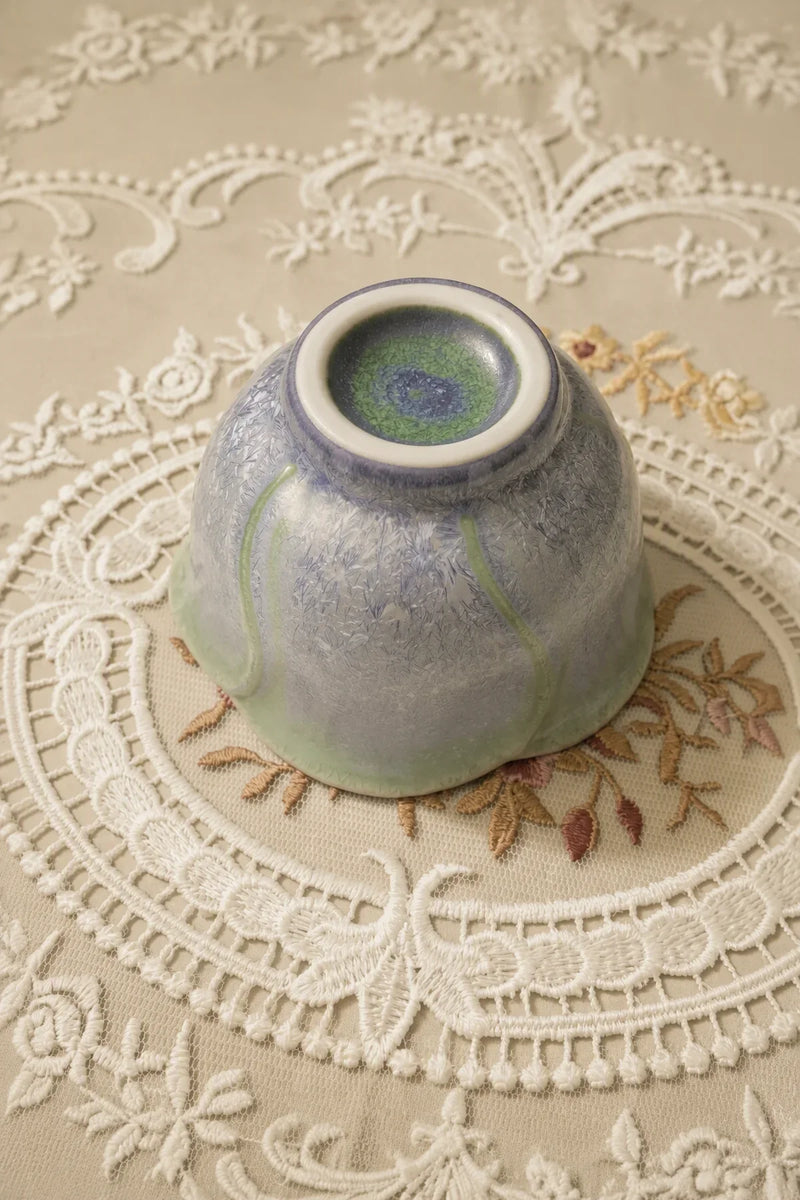 Frost Bloom Blue-Green Ceramic Tea Cup