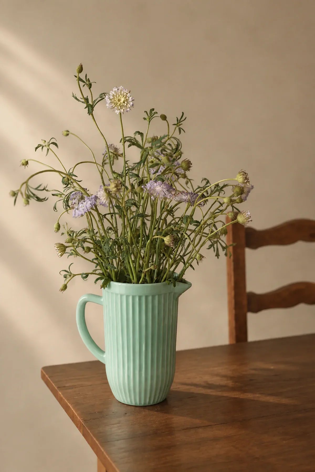 Garden Border Mint Glass Pitcher and Cup Set