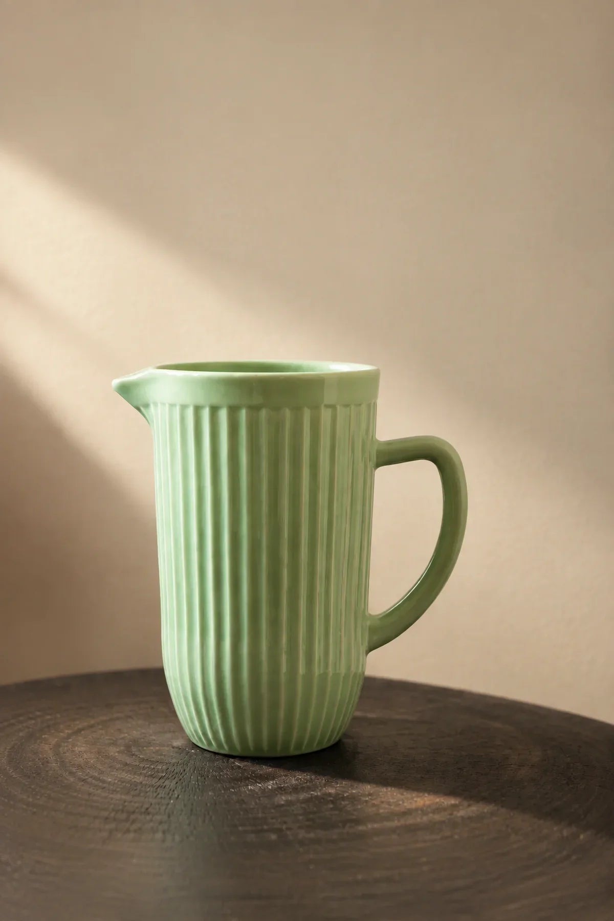Garden Border Mint Glass Pitcher and Cup Set