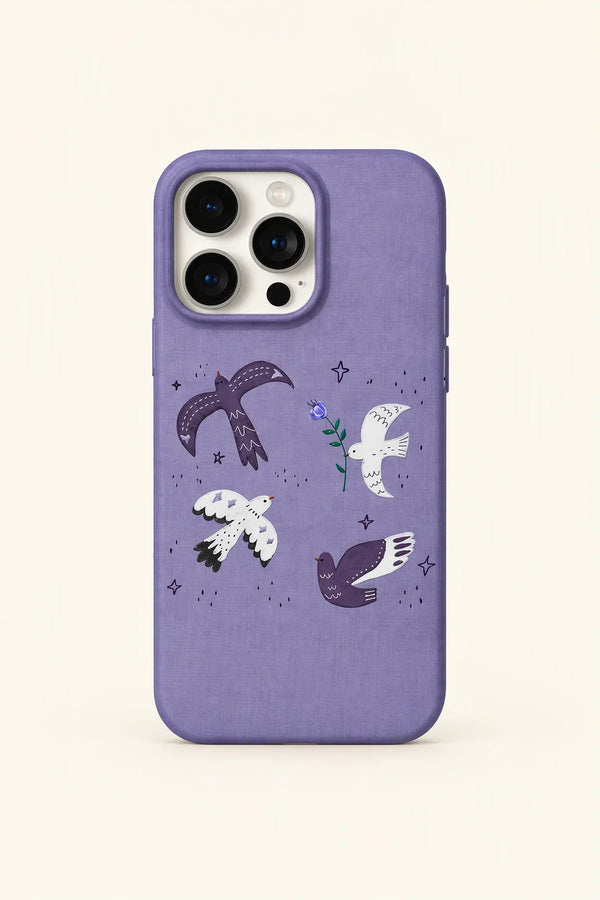 Bird Song Purple Plastic Phone Case