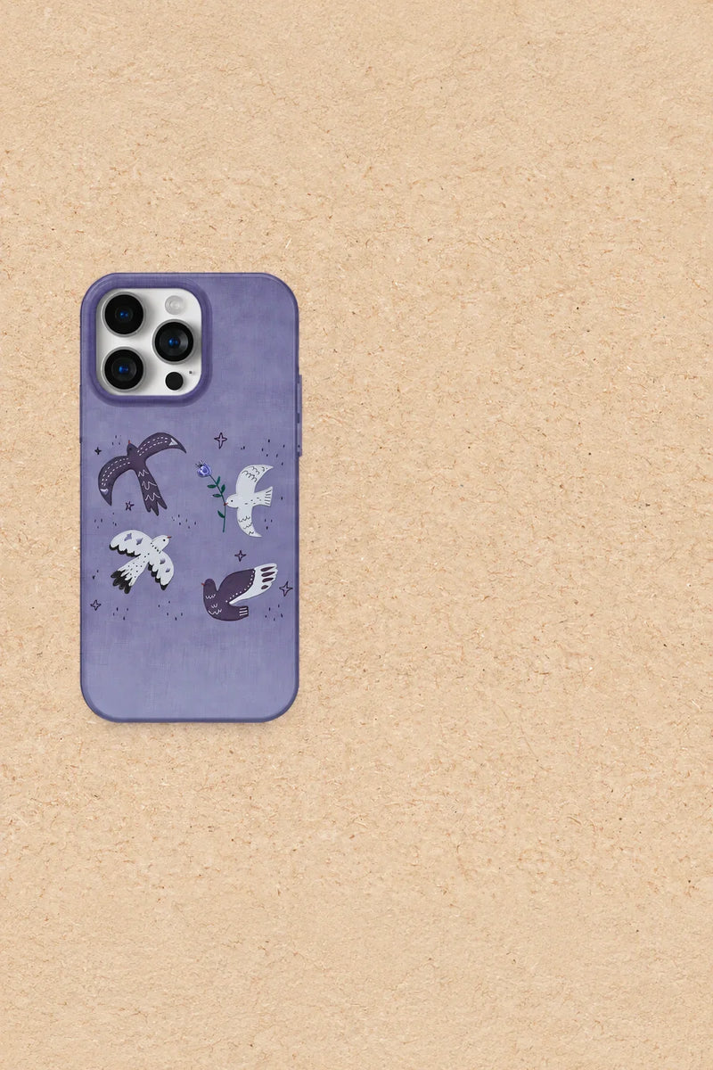 Bird Song Purple Plastic Phone Case